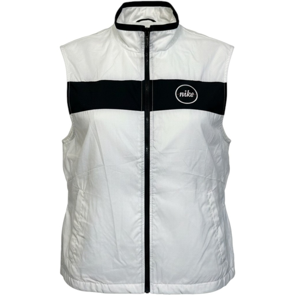 NIKE Vest Womens Large 12/14 Circle Spell Out Full Zip Lightweight Streetwear